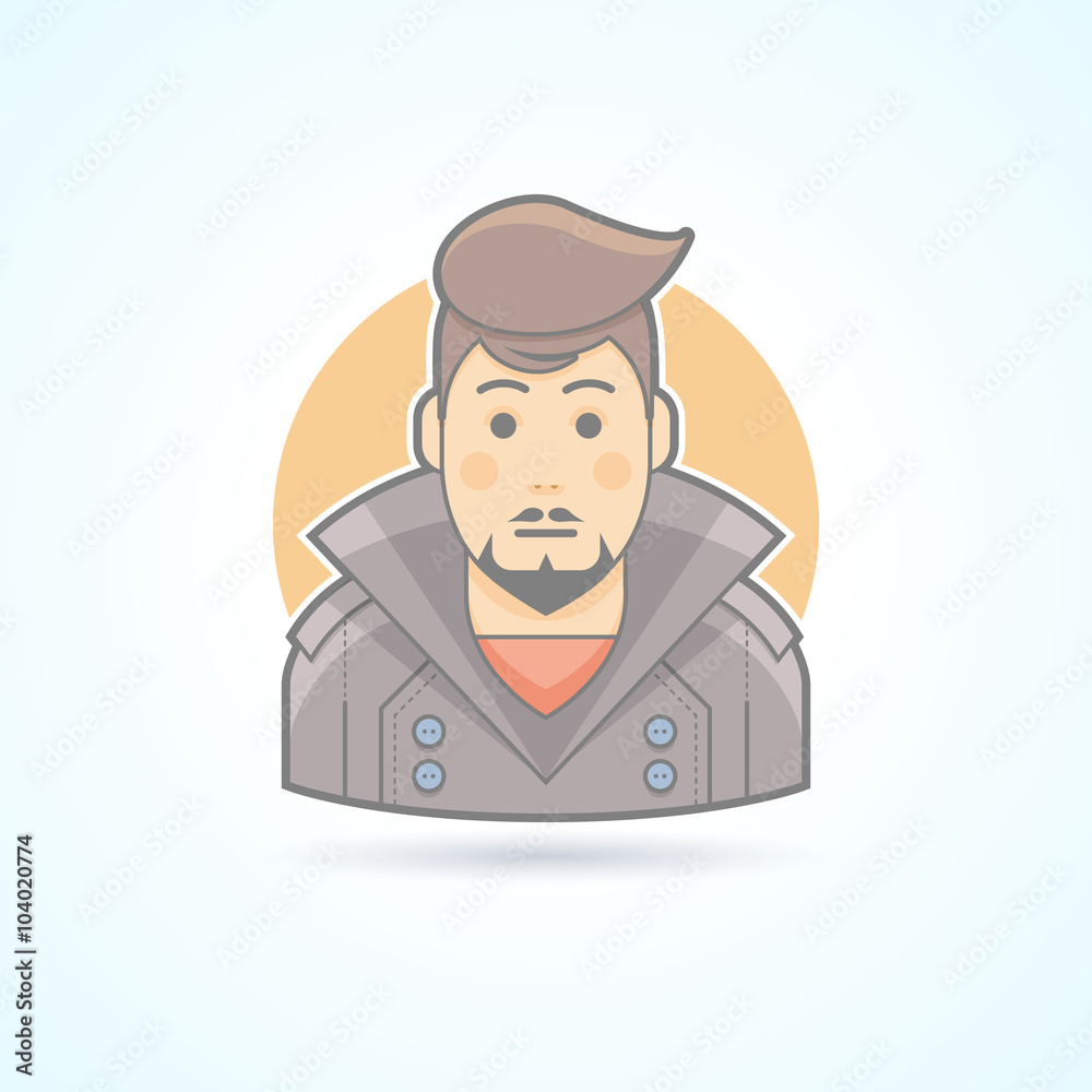 Stylish man with haircut icon. Avatar and person illustration. Flat colored outlined style.