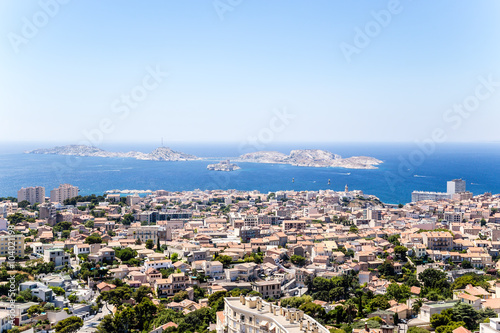 Marseille. View from the hill of Garde and the islands of the Frioul archipelago