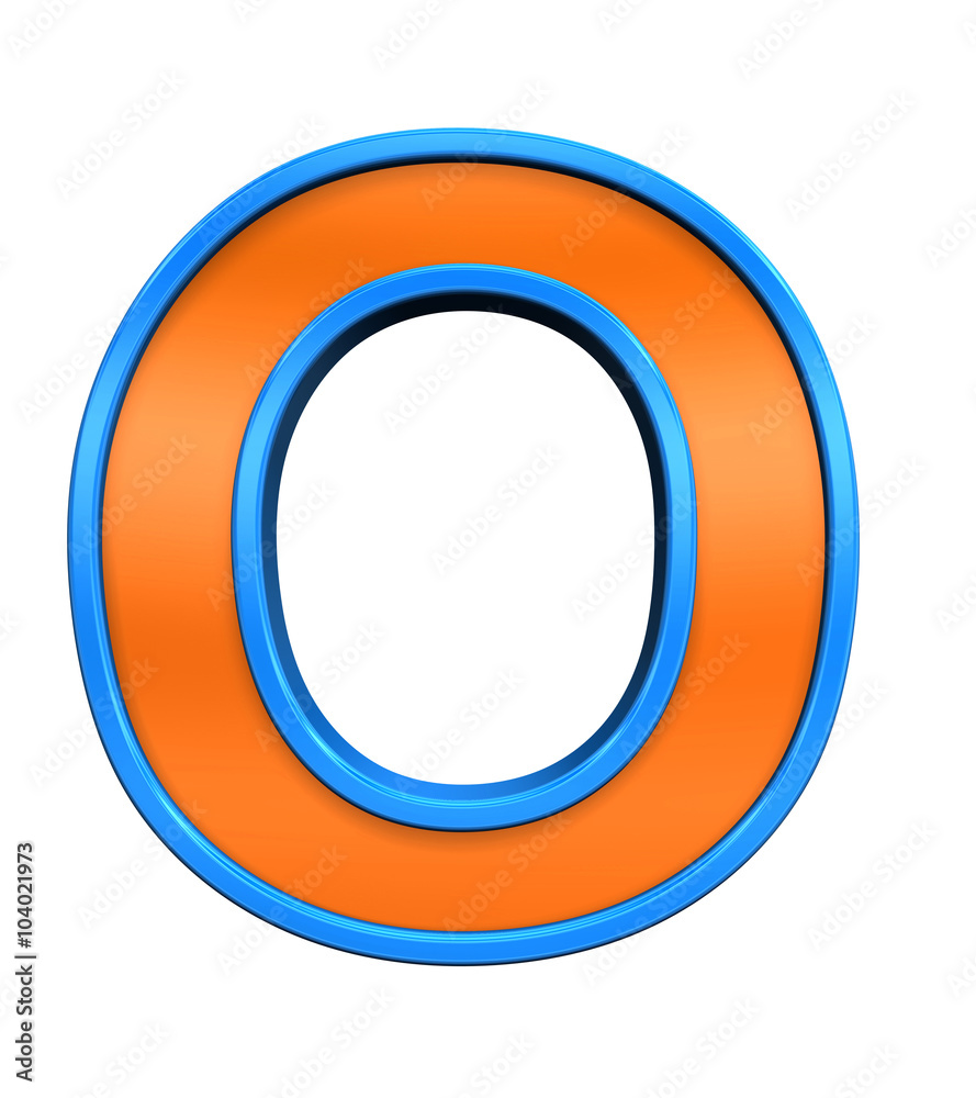 One letter from orange glass with blue frame alphabet set, isolated on white. Computer generated 3D photo rendering. One letter from orange glass with blue frame alphabet set, isolated on white. Computer generated 3D photo rendering.
