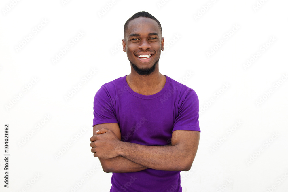 Smiling young man in purple t-shirt Smiling young man in purple t-shirt