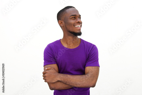 Happy african american man smiling with arms crossed