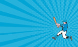Business card Baseball Player Batter Swinging Bat Isolated Cartoon