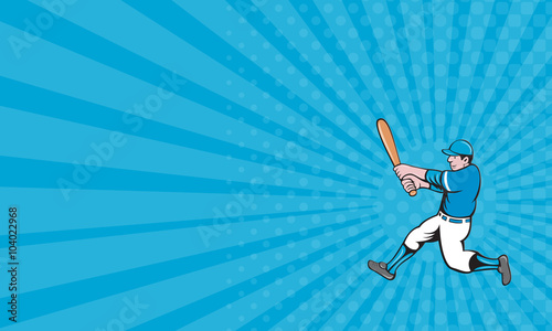 Business card Baseball Player Batter Swinging Bat Isolated Cartoon