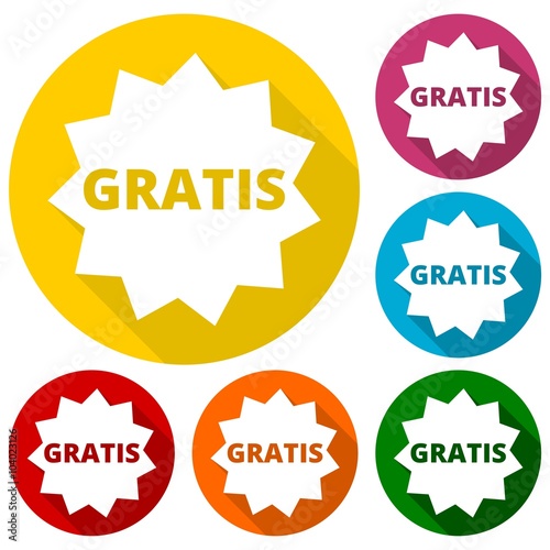Gratis icons set with long shadow