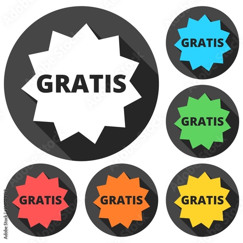 Gratis icons set with long shadow