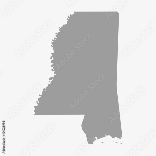 Map of Mississippi State in gray on a white background