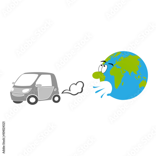 Car exhaust and coughing Earth
