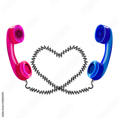 Long distance love, two telephone handsets