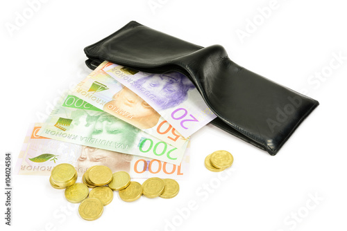 New swedish bank notes and wallet. NOTE: the new 2015 model. photo