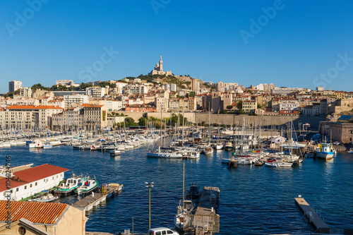 Marseille. View of the Old Port and the Basilique Notre-Dame de la Garde © Valery Rokhin