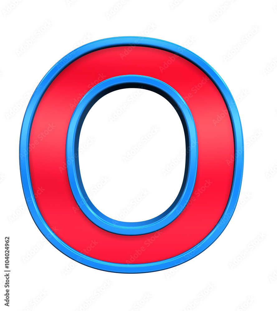 One letter from red glass with blue frame alphabet set, isolated on white. Computer generated 3D photo rendering. One letter from red glass with blue frame alphabet set, isolated on white. Computer generated 3D photo rendering.