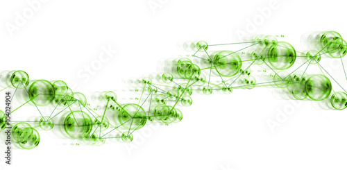abstract design, connected circles / network concept, green