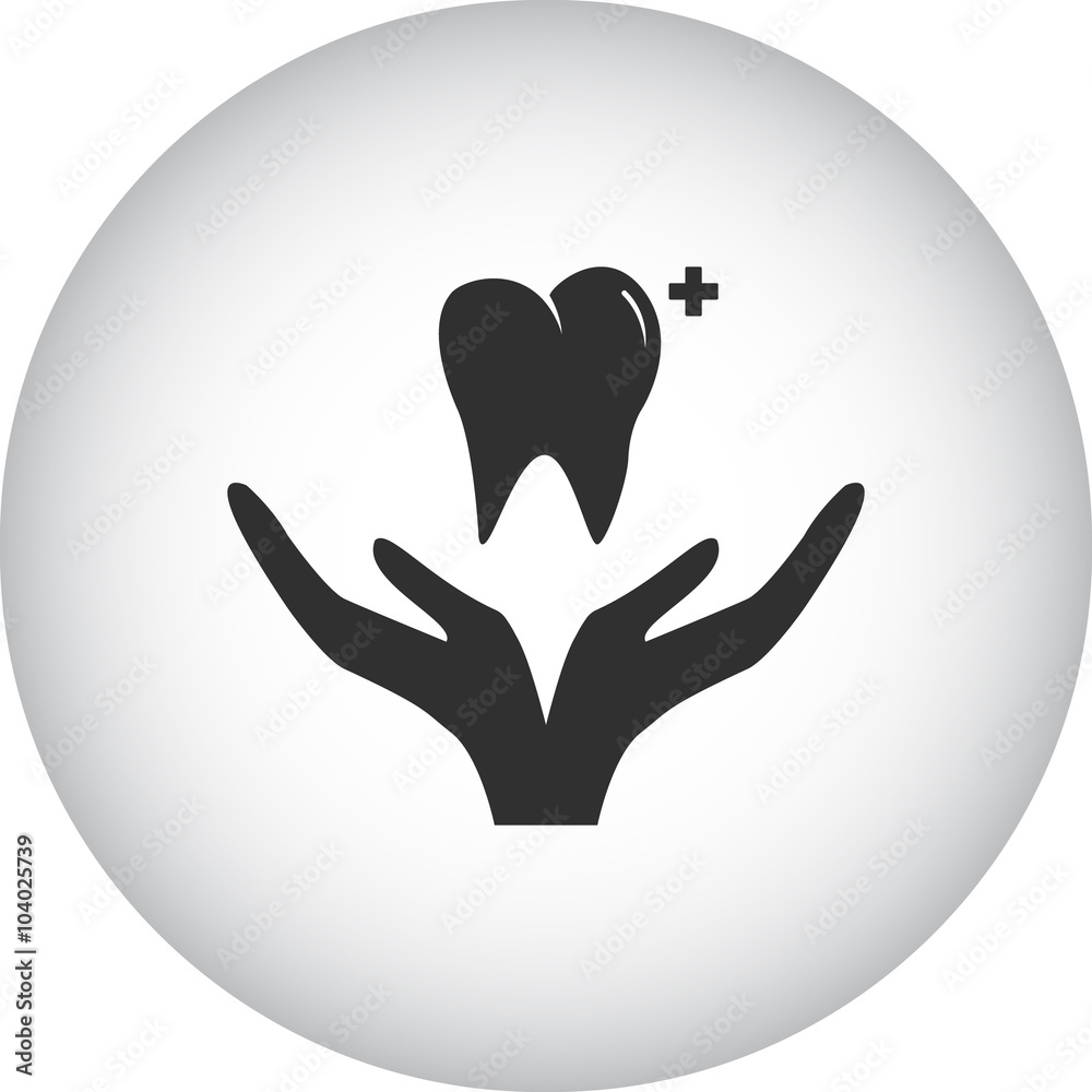 Dental care simple icon on round background