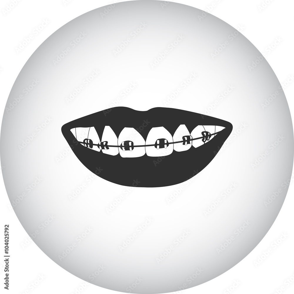 Obraz premium Tooth braces simple icon on round background