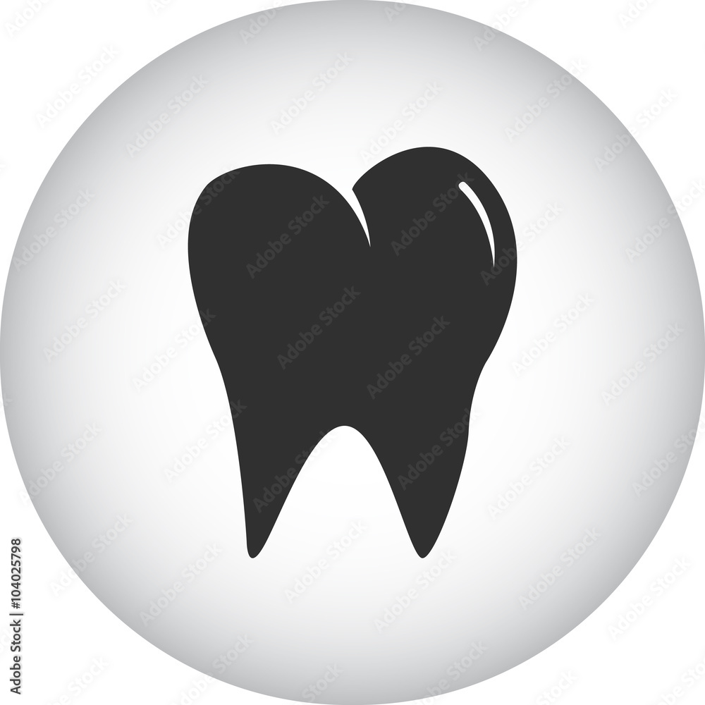 Healthy tooth simple icon on round background Healthy tooth simple icon on round background
