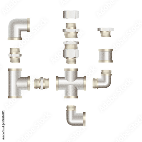 realistic plumbing fittings. Vector illustration.