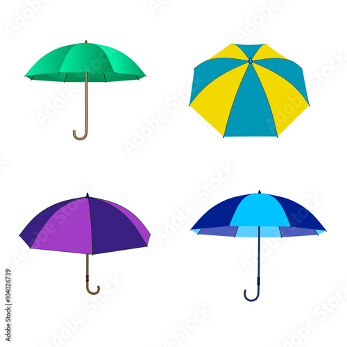 umbrella set isolated on white background. Vector illustration.