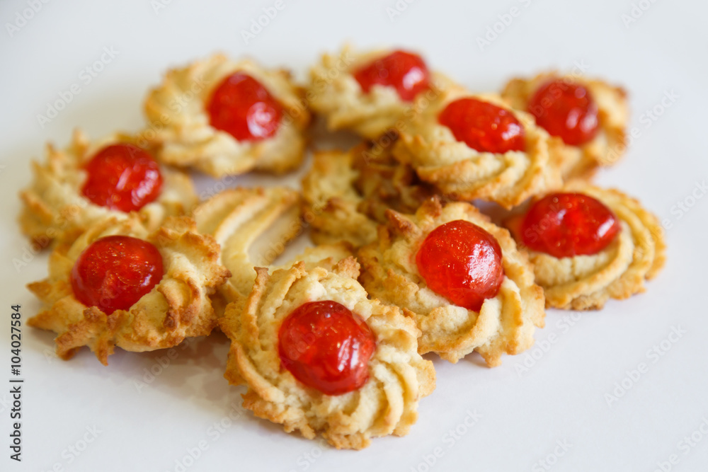 pastry cookies with cherries pastry cookies with cherries