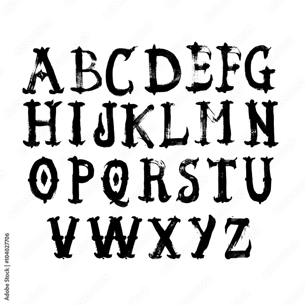 Hand drawn watercolor alphabet. Hand drawn watercolor alphabet.