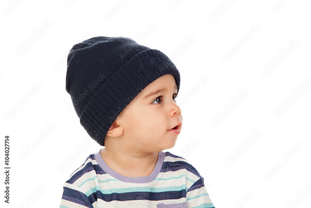 Adorable baby with wool cap Adorable baby with wool cap