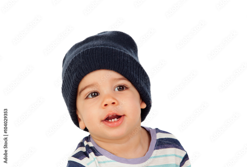 Adorable baby with wool cap Adorable baby with wool cap