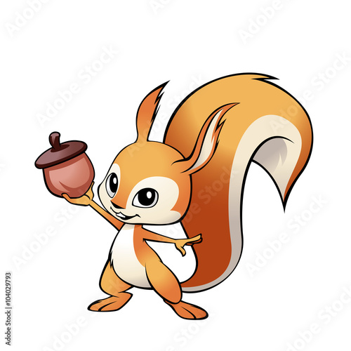 Mascot Squirrel Holding an Acorn
