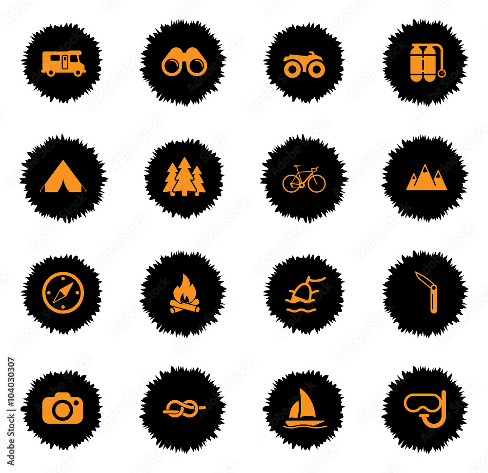 Active recreation icon set Active recreation icon set
