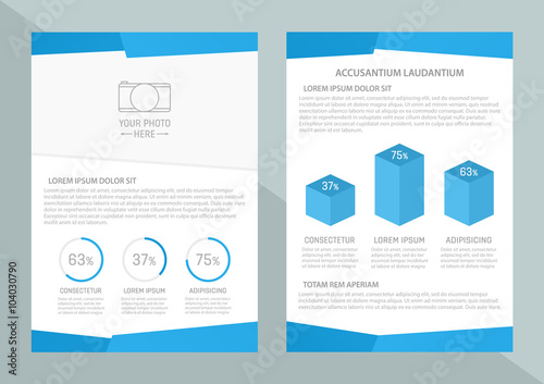 Vector flyer template design with front page and back page. Business brochure or cover