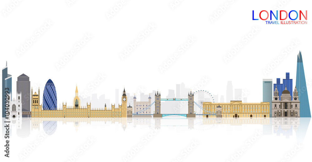 London city skyline vector illustration - obrazy, fototapety, plakaty 