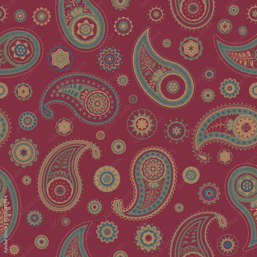 Naklejka premium Paisley Seamless Vector Pattern