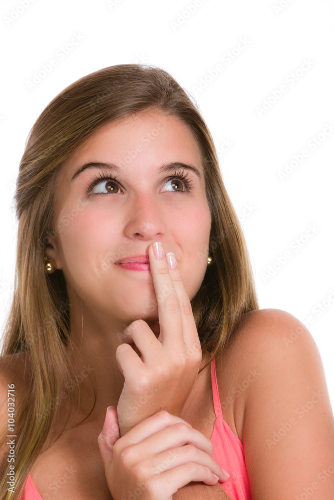 Hispanic cute young woman with surprise expression. Hispanic cute young woman with surprise expression.
