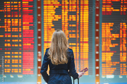 Young woman in international airport
