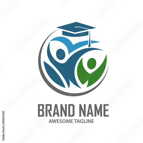 Education, logo, people, celebration, student and book symbol icon set vector design