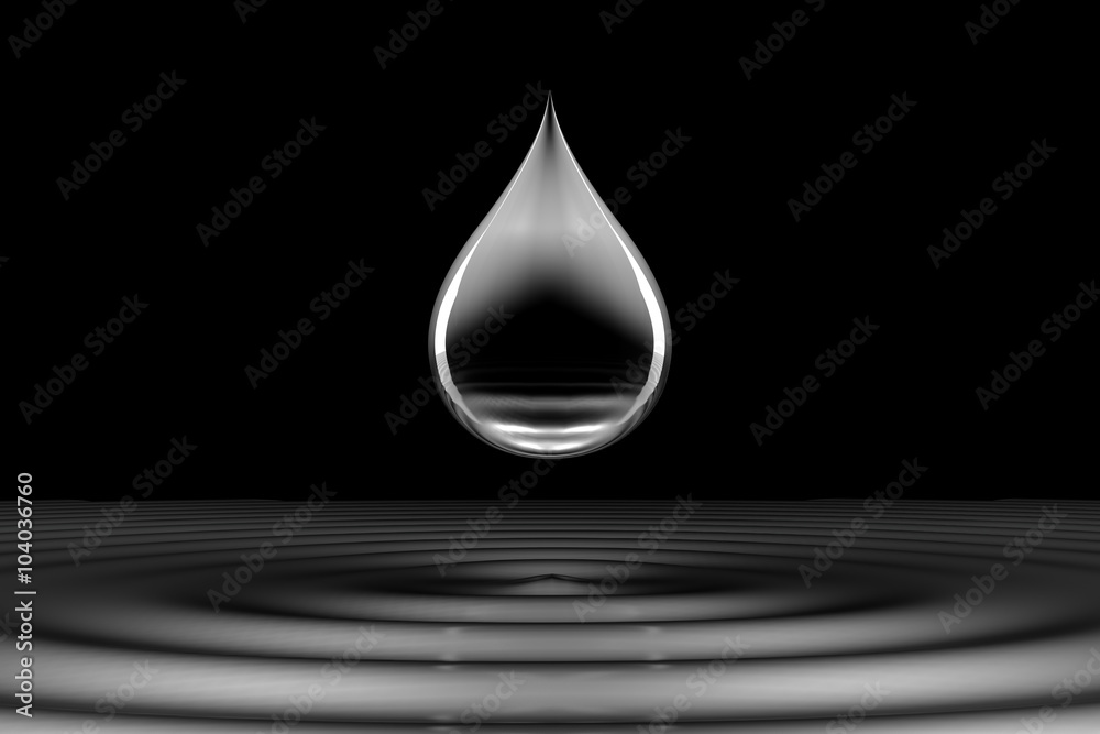 Fototapeta premium Drops of liquid silver in the dark