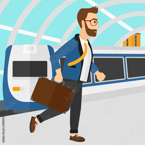 Man going out of train.