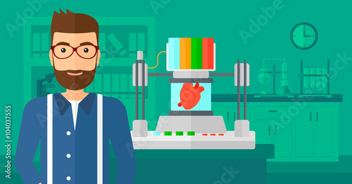 Man with three D printer.