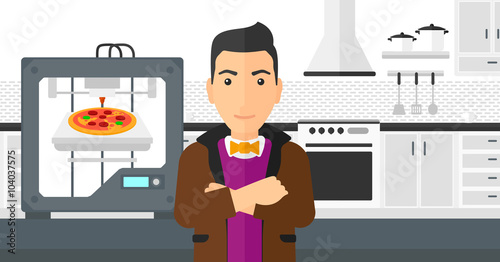 Man with three D printer.