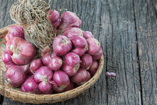 red shallot in basket