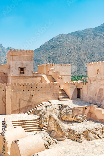 Nakhal Fort in Al Batinah Region of Oman. It is located about 120 km to the west of Muscat. Nakhal town is known as the town of oasis. photo