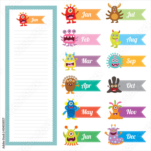 Cute Monster Diary Memo