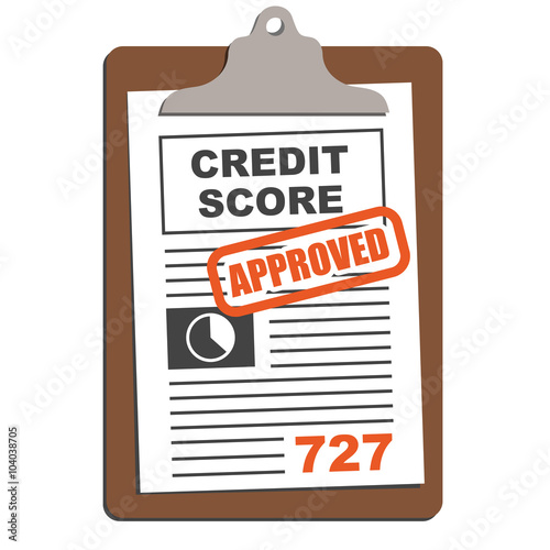 Credit Score Sheet with Credit Rating and Approved or Denied Stamped Across