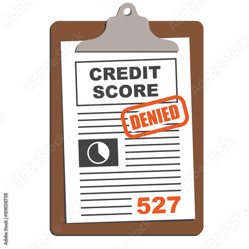 Credit Score Sheet with Credit Rating and Approved or Denied Stamped Across