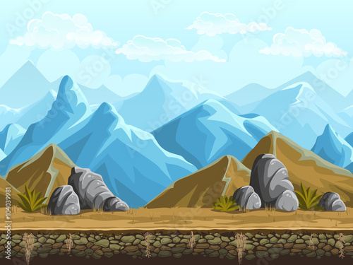 Seamless background of snowy mountains