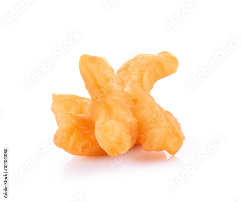 Deep-fried doughstick on white background