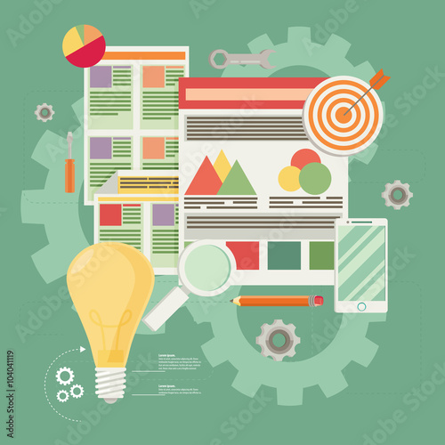 Flat vector illustration of web analytics information 
