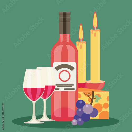 Colored flat design vector illustration wine
