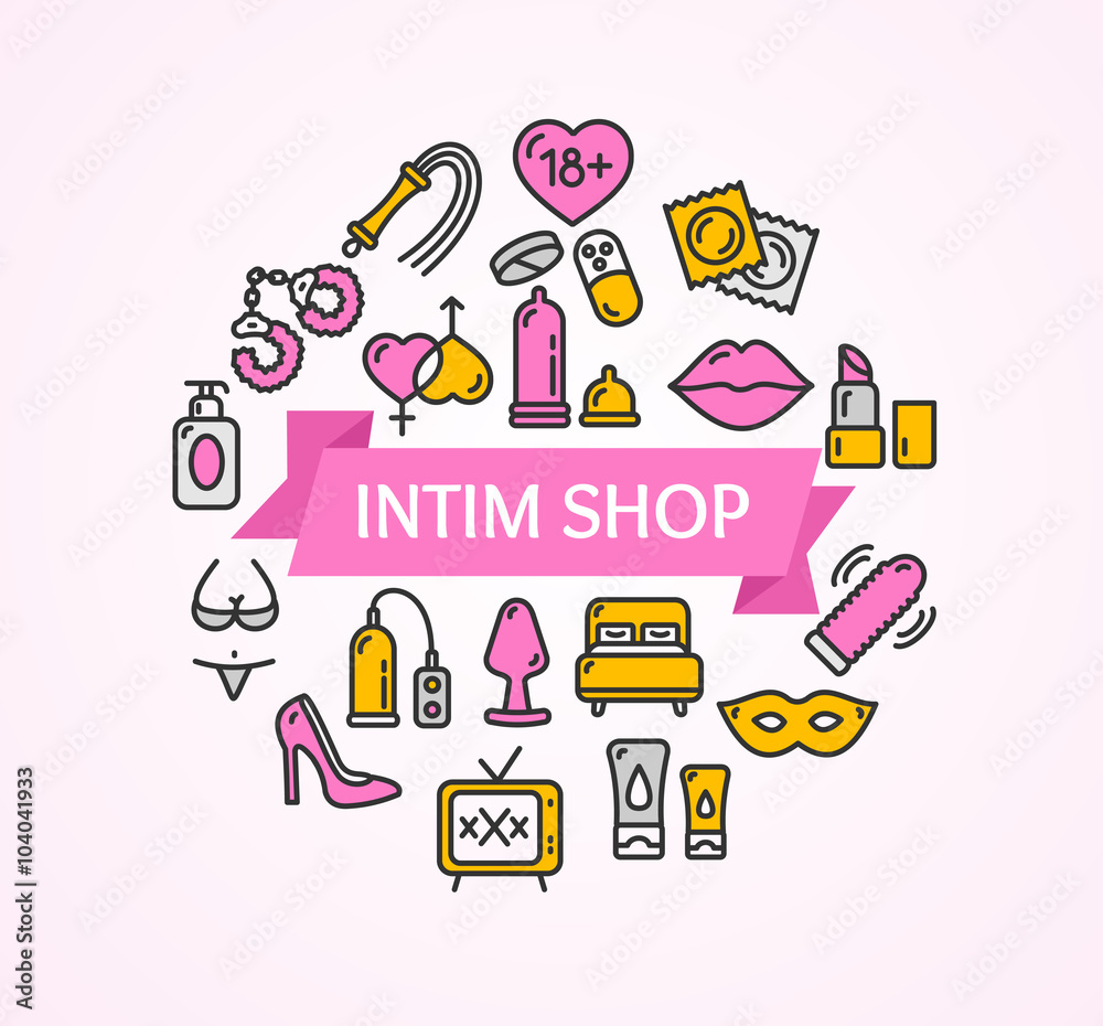 Intim or Sex Shop Concept. Vector Intim or Sex Shop Concept. Vector