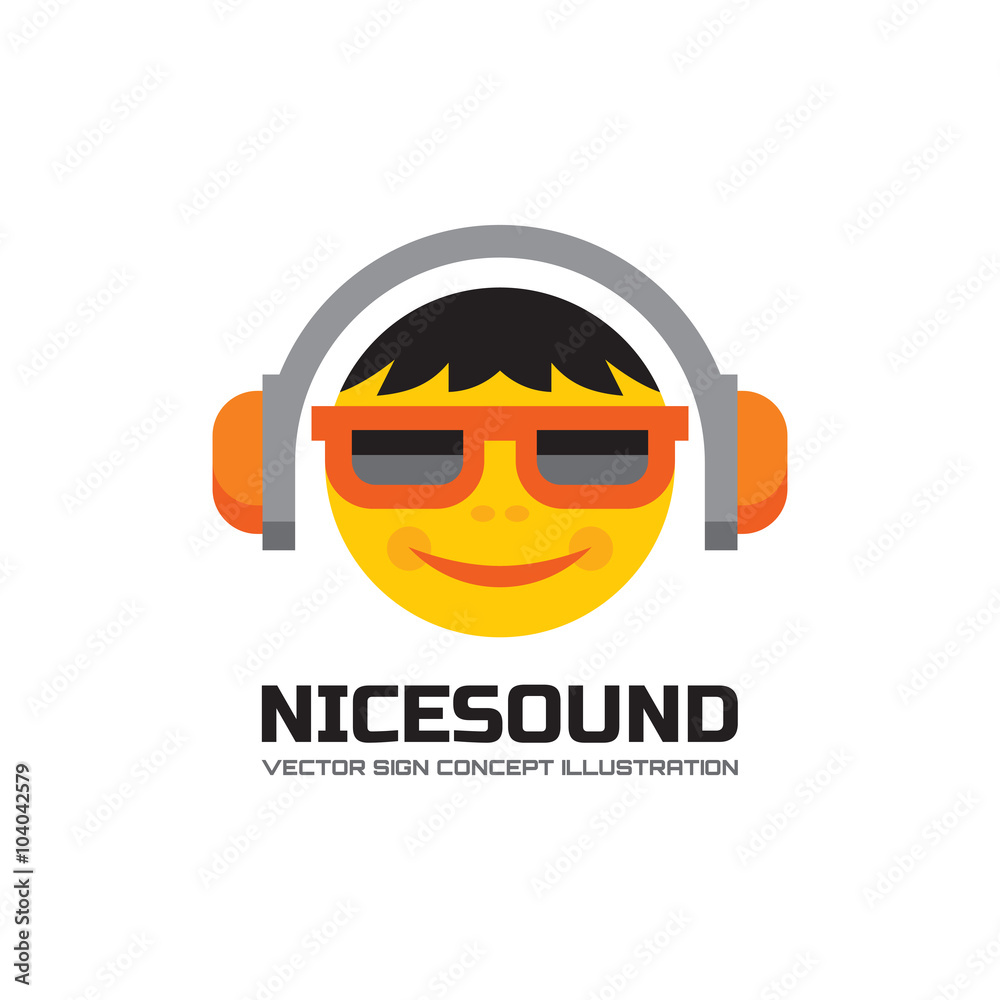 Nice sound - vector logo concept illustration in flat style design. Audio  mp3 logo. Music logo. Dj
