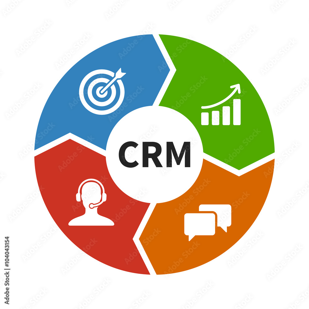 CRM - customer relationship management flat color icon for apps and websites