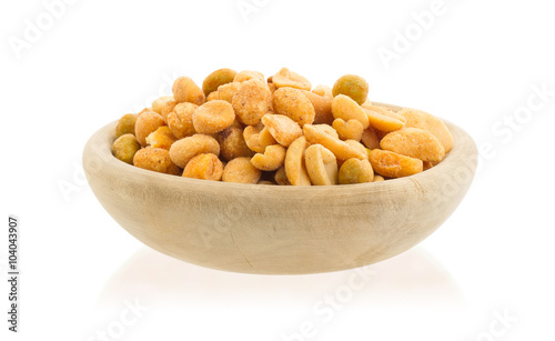 Fresh mixed salted nuts in a bowl, peanut mix